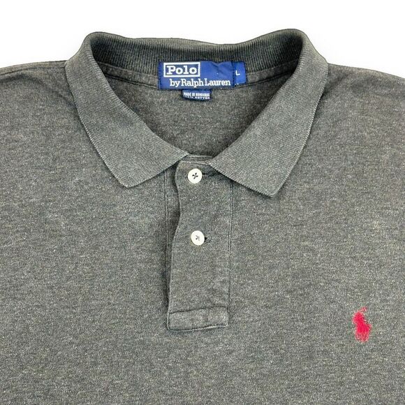 Ralph Lauren Polo Shirt Mens Size Large L Charcoal Gray‎ Short Sleeve - Picture 4 of 8